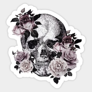 Tribe skull art design with roses Sticker